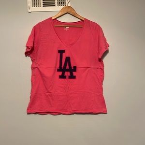 Gently used xxl dodgers pink v neck top